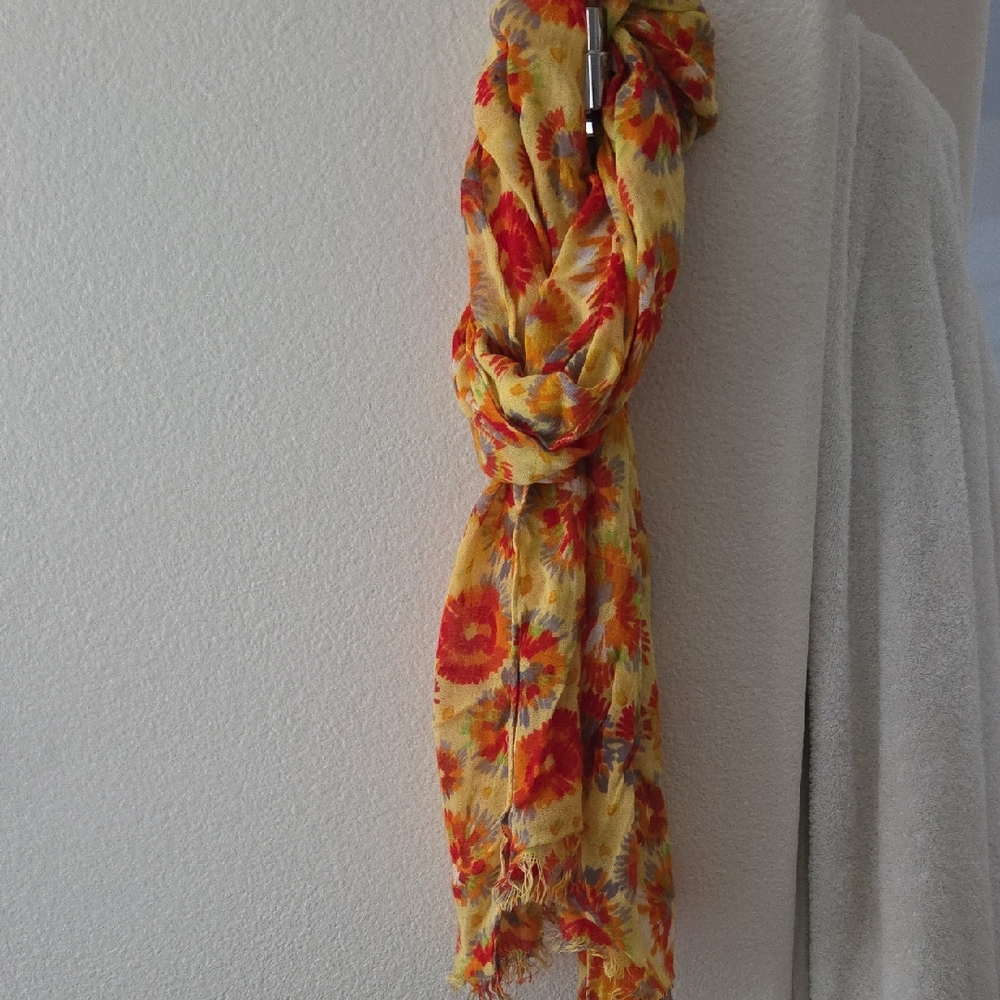 Floral Yellow and Red Scarf